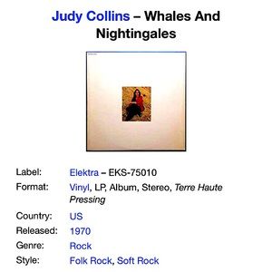 Judy Collins vinyl LOT of 3: whales & nightingales/true stories/Judith OOP